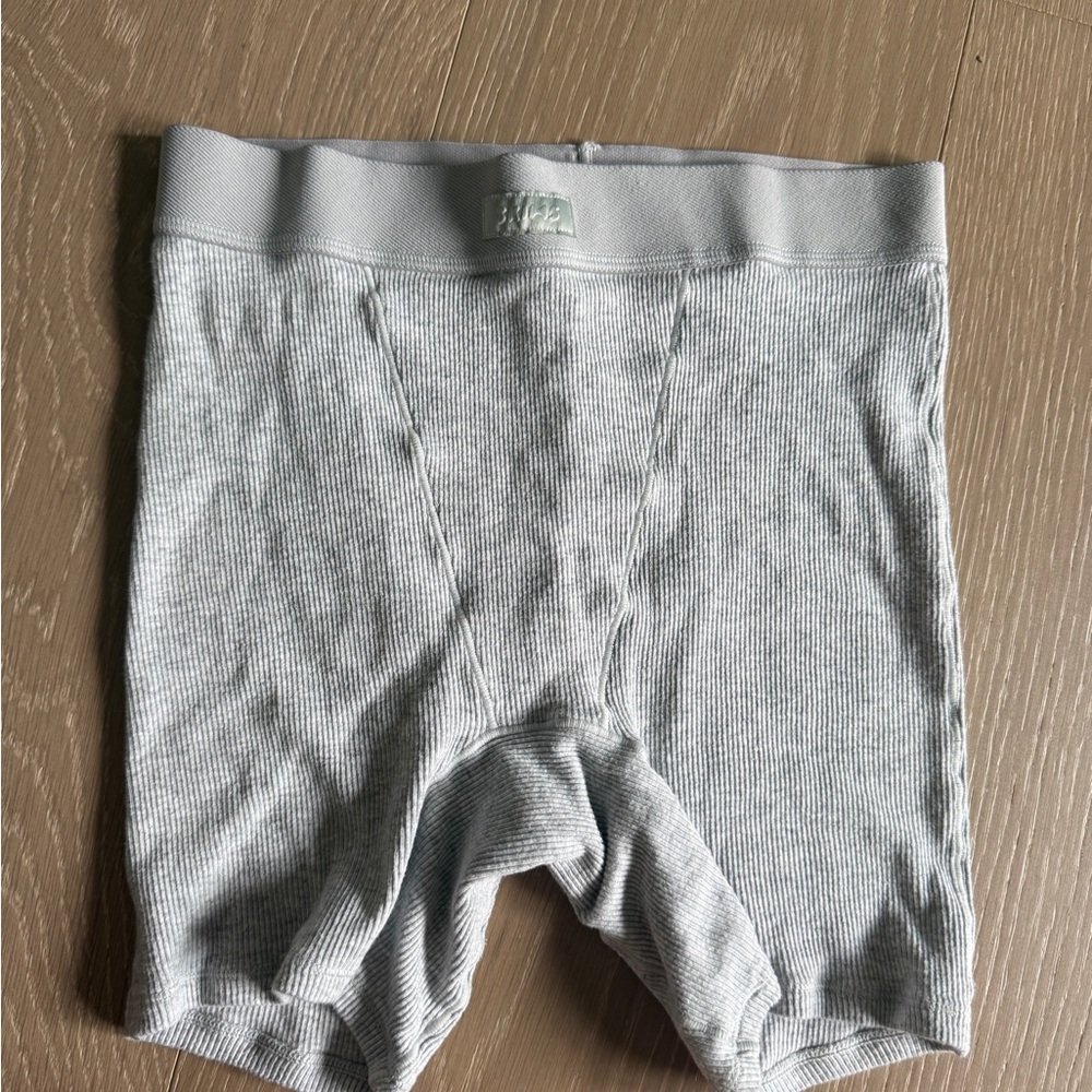 SKIMS Light Gray Ribbed Bike Shorts